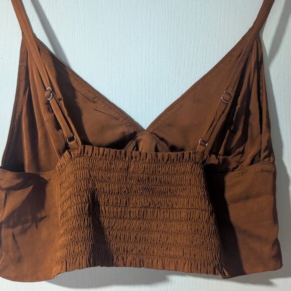 NEW! Aerie | Satin Corset Cropped Tank In Copper - Picture 5 of 10